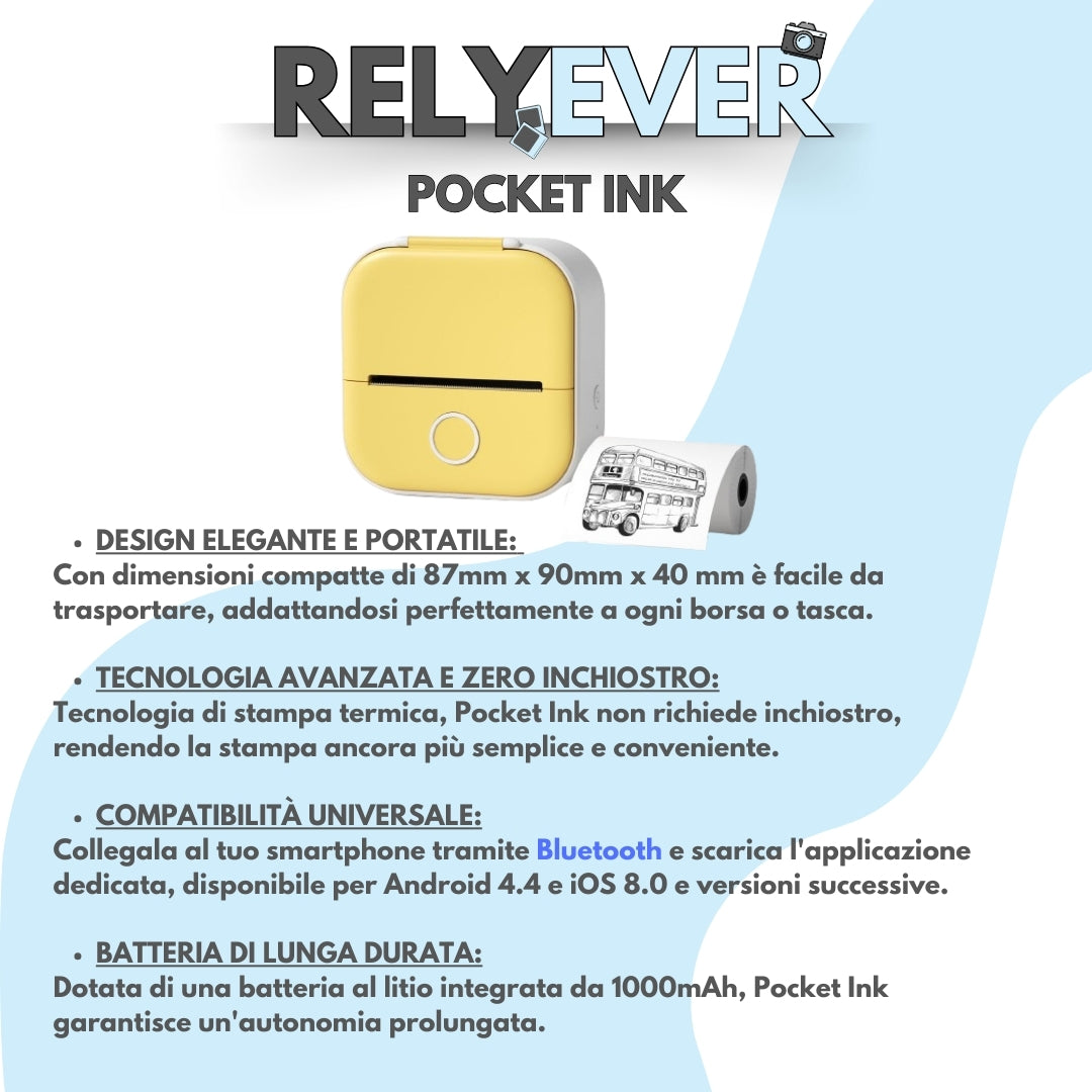 Relyever Mini Stampante Bluetooth "Pocket Ink"